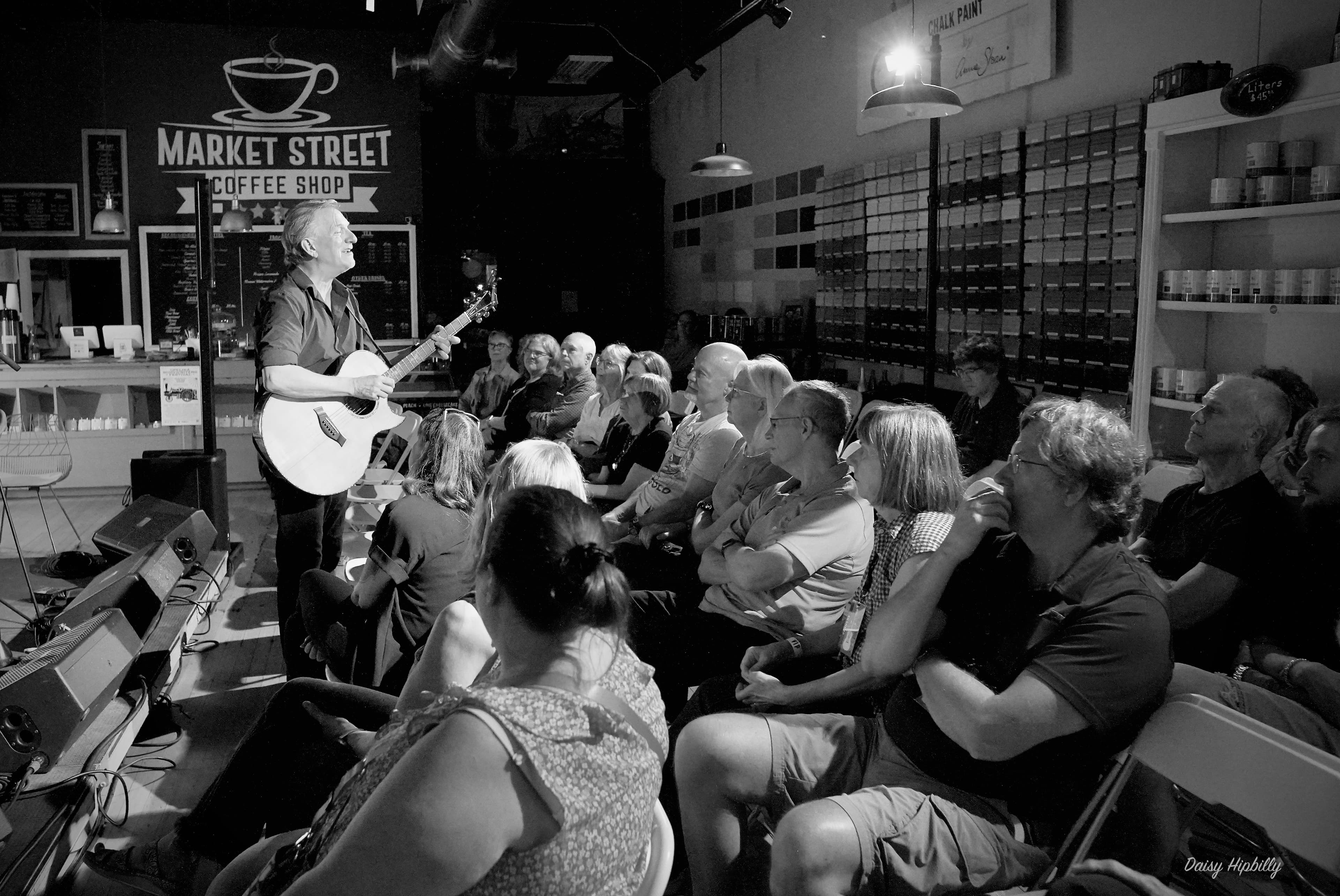 Live acoustic performance at Market Street Coffee Shop